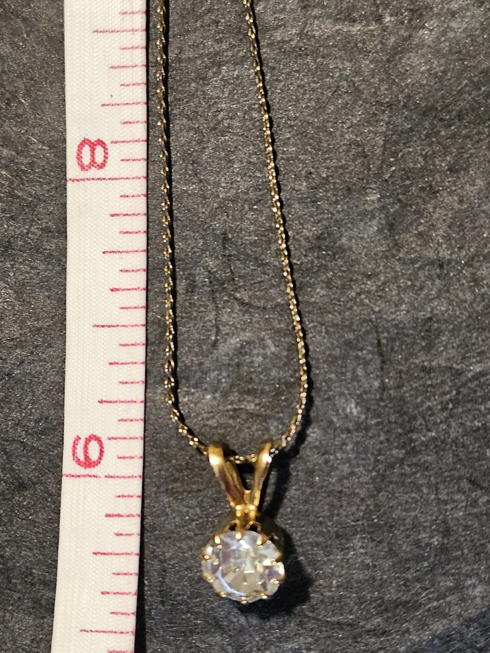 Gold-Tone Zirconia Necklace With Stud Earrings. Chain 18" - Picture 4 of 4